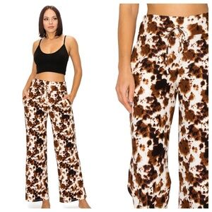NWT Cow/Horse Print Buttery Soft Wide Leg Pant with Pockets